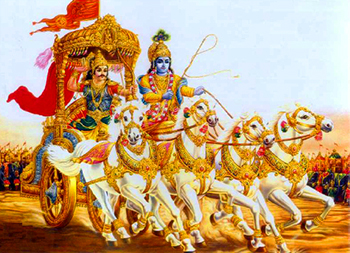 Arjuna e Krishna combattono insieme