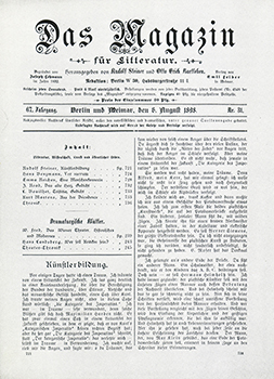 Il giornale letterario del 1898 diretto da Rudolf Steiner