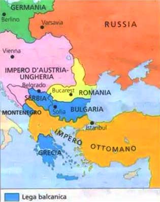 La penisola balcanica negli anni che precedevano la Prima Guerra Mondiale