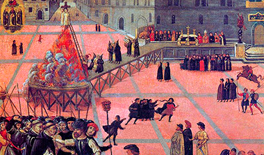 Savonarola bruciato sul rogo con due confratelli