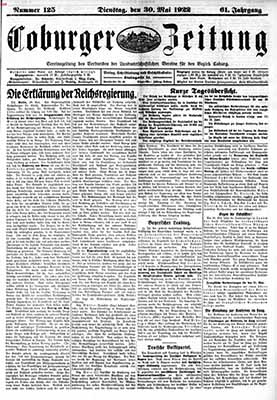 Un giornale tedesco del 1922