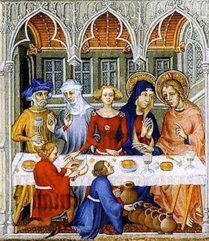 «Le nozze di Cana» miniatura dei fratelli Limbourg