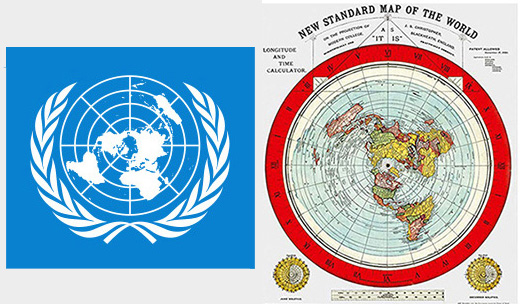 Logo Nazioni Unite e Mappa Terra piatta