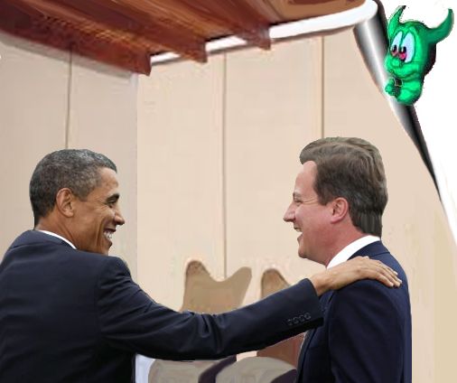 Obama e Cameron con tenda da sole