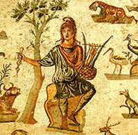«Orfeo incanta le creature» Mosaico pavimentale romano, Palermo